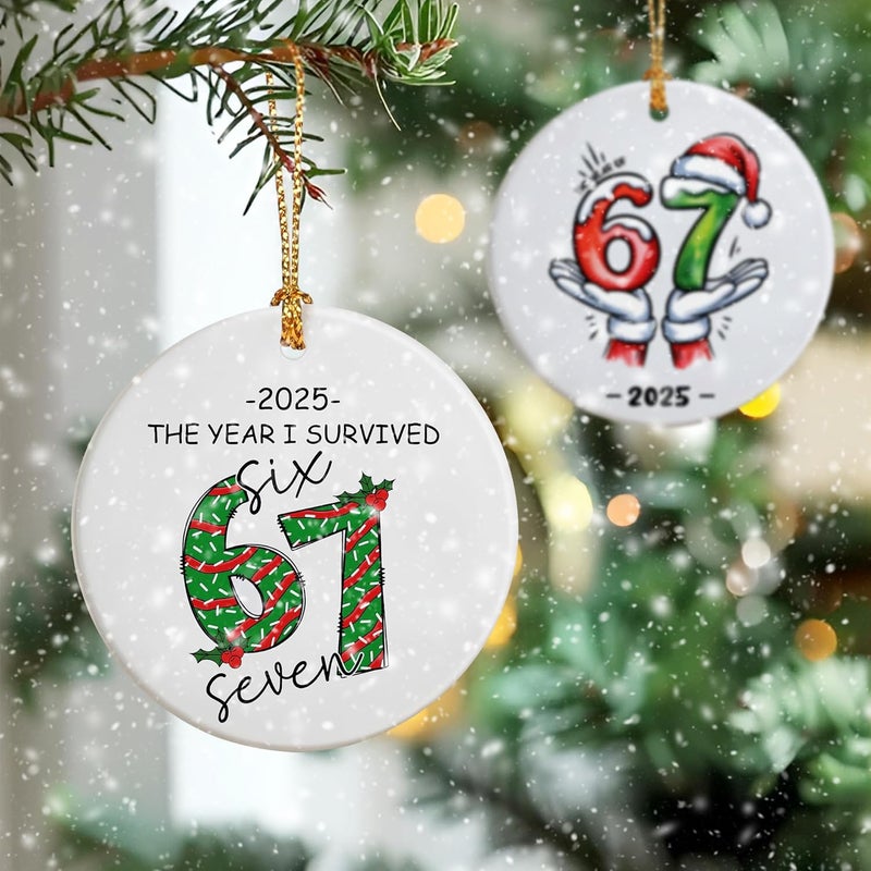 DUJITODOH 67 Christmas Ornament 2025 | Funny 6 7 Meme Ornament | Funny Christmas Ornaments 2025 | 67 Gifts for Kids Teens Gen Alpha | Stocking Stuffers for Teens - Image 4